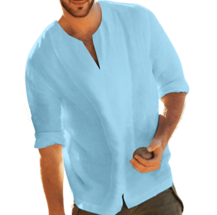 Men'S Cotton And Linen Five-Point Sleeve T-Shirt For Men - MAXIME