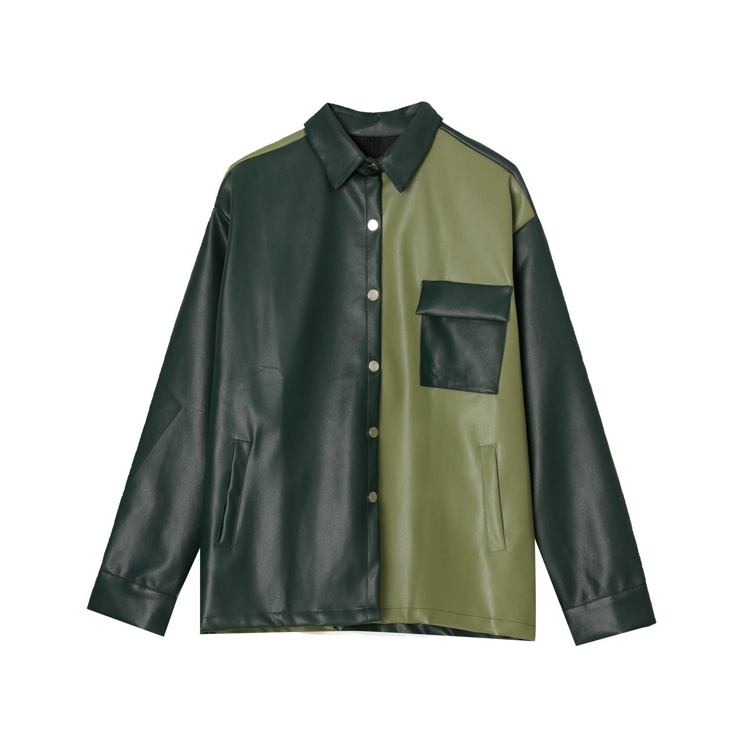 MAXIME Hit Color Leather Jacket Men - MAXIME