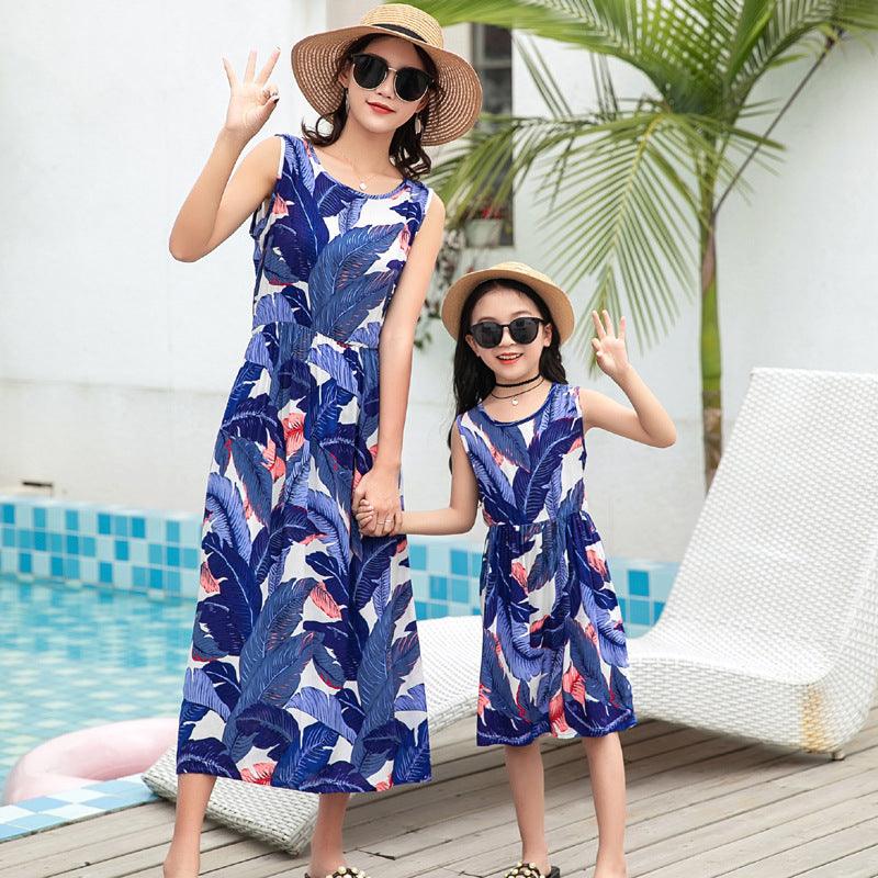 Mother And Daughter Vacation Beach Vest Long Skirt - MAXIME