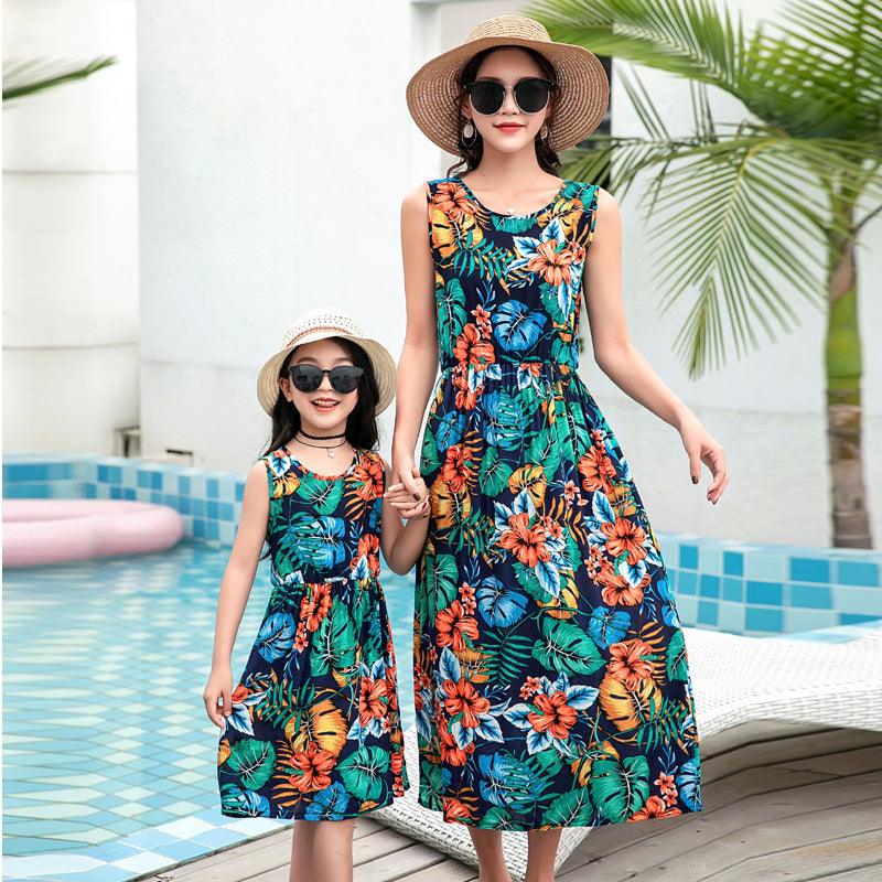 Mother And Daughter Vacation Beach Vest Long Skirt - MAXIME