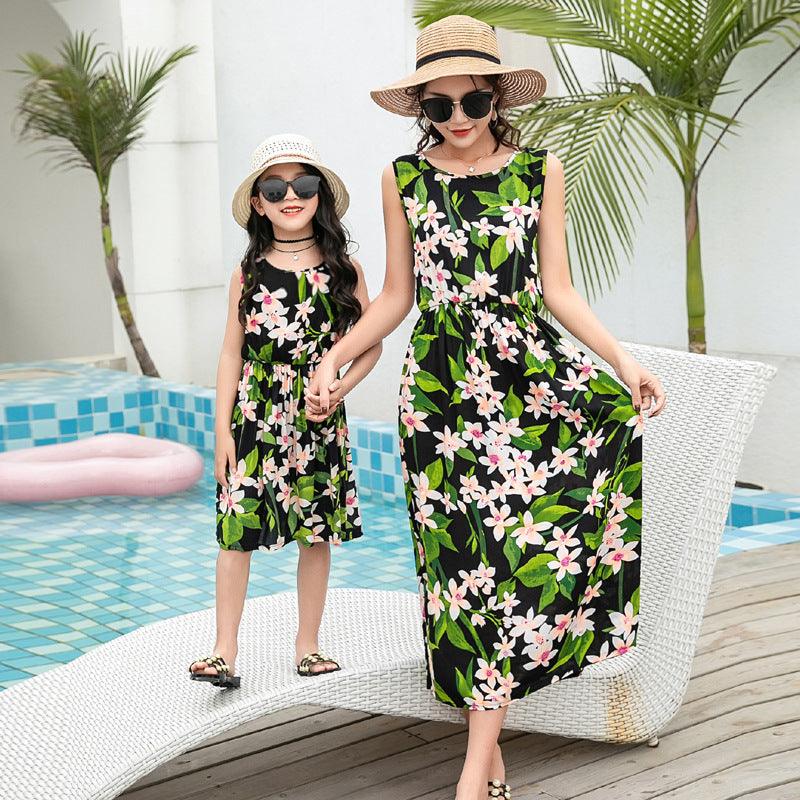 Mother And Daughter Vacation Beach Vest Long Skirt - MAXIME