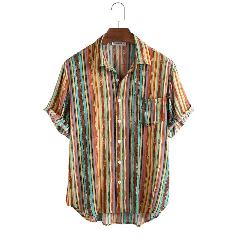 Maxime Stripe Short Sleeve Beach Shirt - MAXIME