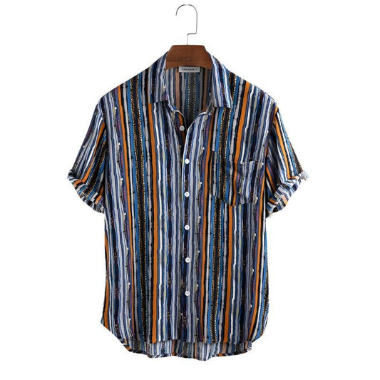 Maxime Stripe Short Sleeve Beach Shirt - MAXIME