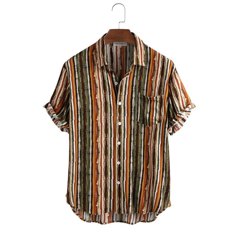 Maxime Stripe Short Sleeve Beach Shirt - MAXIME