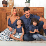 Family Matching Denim Sling Skirt Baby Girl Mom Dad Boy Shirt Parent-Child - MAXIME