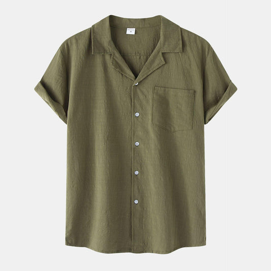 New Summer Cotton And Linen Short Sleeved Shirt Men - MAXIME