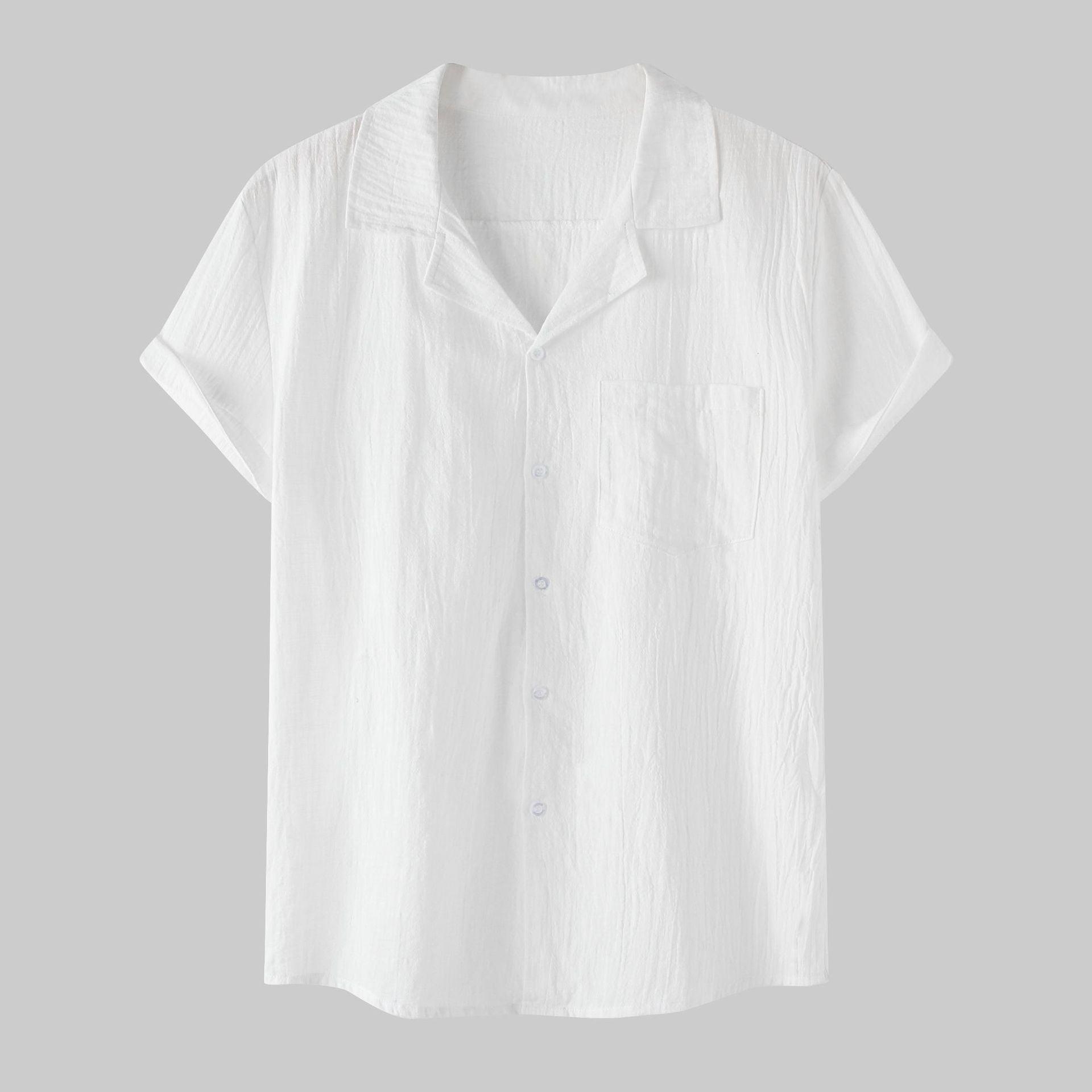 New Summer Cotton And Linen Short Sleeved Shirt Men - MAXIME