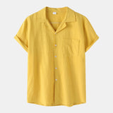 New Summer Cotton And Linen Short Sleeved Shirt Men - MAXIME