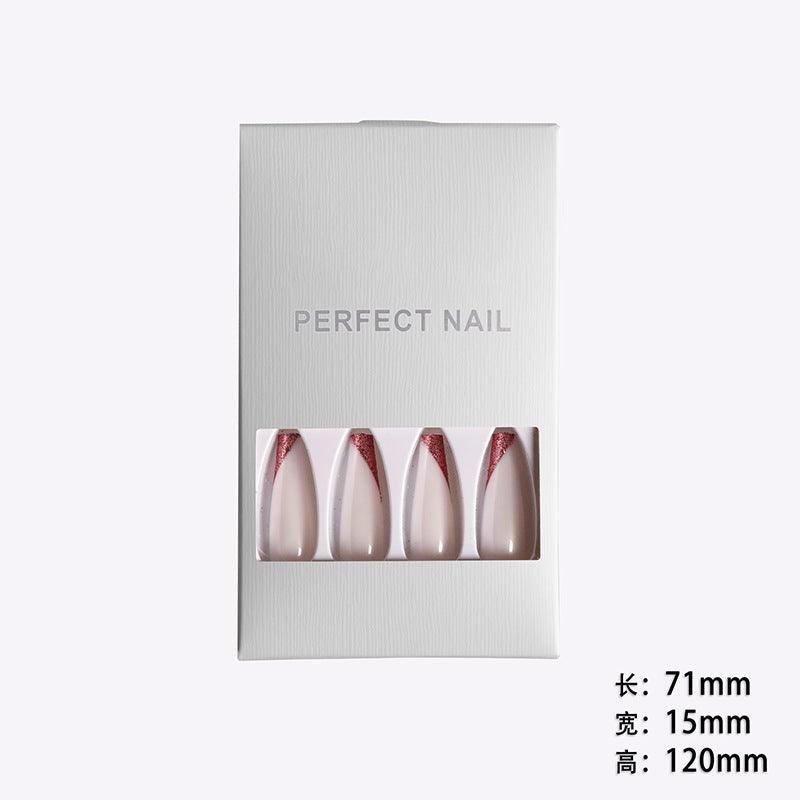 Wearing Nails, Rose Gold And Beveled Edge French Manicure, Long Ballet Nails, Fake Nails, Finished Products, Boxed - MAXIME