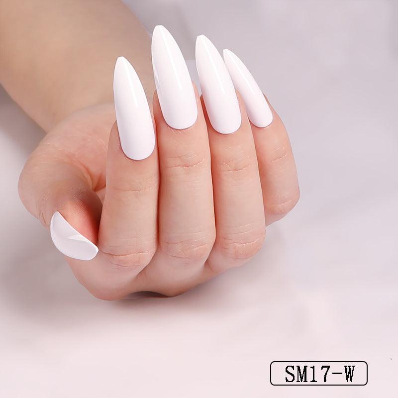 Long Pointed False Nails Solid Color Nails Salon Nails Almond Nail Patches Finger Nails - MAXIME