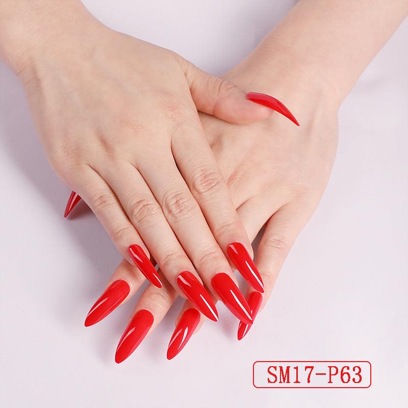 Long Pointed False Nails Solid Color Nails Salon Nails Almond Nail Patches Finger Nails - MAXIME