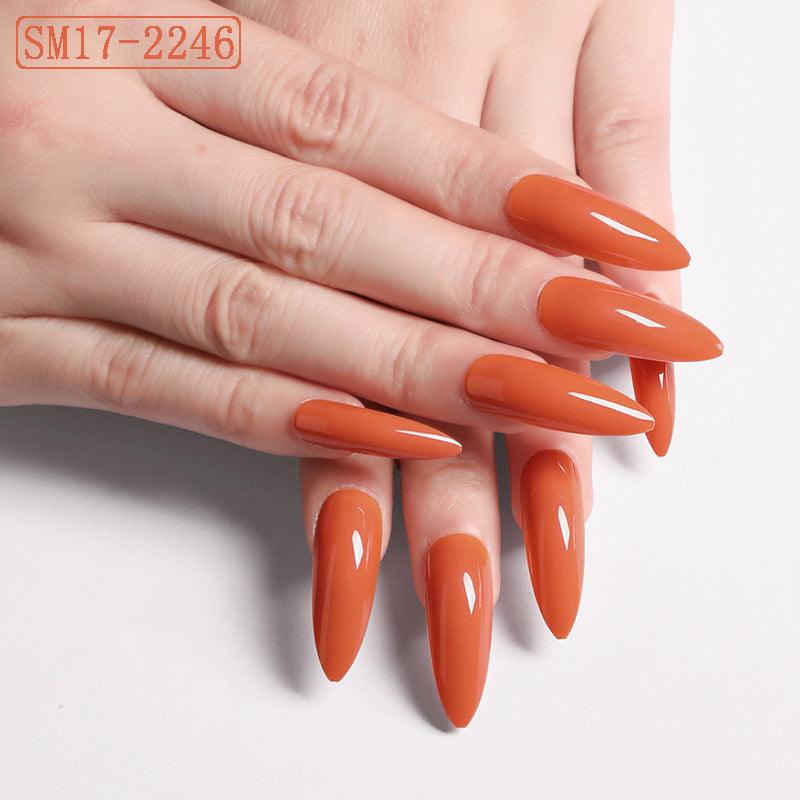 Long Pointed False Nails Solid Color Nails Salon Nails Almond Nail Patches Finger Nails - MAXIME