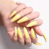 Long Pointed False Nails Solid Color Nails Salon Nails Almond Nail Patches Finger Nails - MAXIME