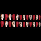 Red Jump Color Leopard Print Ballet False Nails - MAXIME