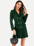 MAXIME V-Neck Double-Breasted Blazer Dress - MAXIME