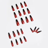 Red And Black Gradient Long Ballet Wear Nails Finished Nails Nail Patch - MAXIME