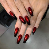 Red And Black Gradient Long Ballet Wear Nails Finished Nails Nail Patch - MAXIME