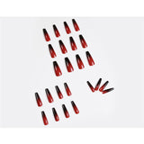 Red And Black Gradient Long Ballet Wear Nails Finished Nails Nail Patch - MAXIME