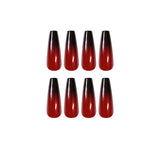 Red And Black Gradient Long Ballet Wear Nails Finished Nails Nail Patch - MAXIME