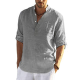 New Casual Cotton And Linen Long Sleeved Shirt For Men - MAXIME