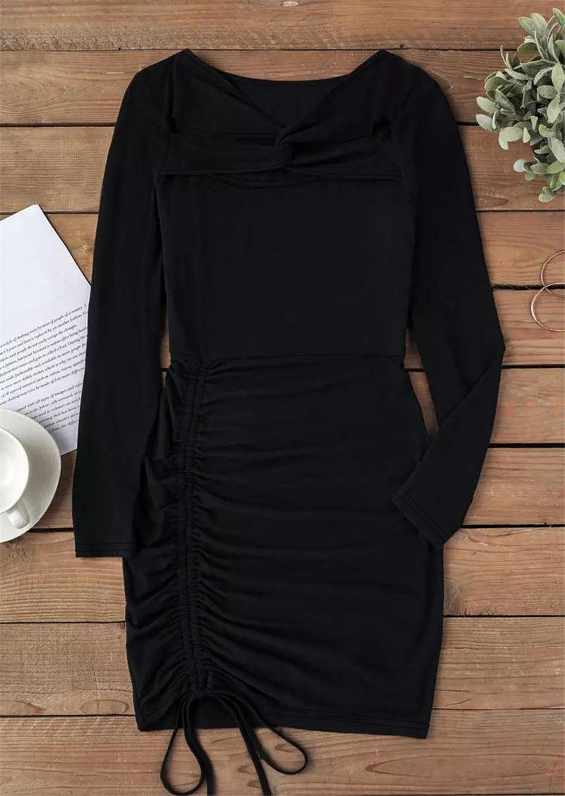 Maxime V-neck Long Sleeve Narrow Dress - MAXIME