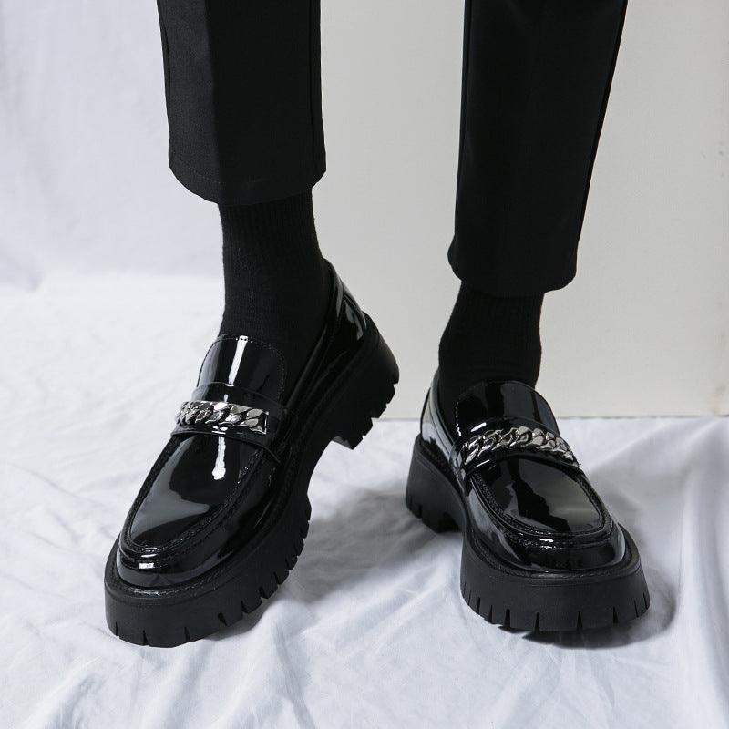 Thick Leather Glossy Casual Loafers - MAXIME