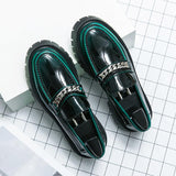 Thick Leather Glossy Casual Loafers - MAXIME