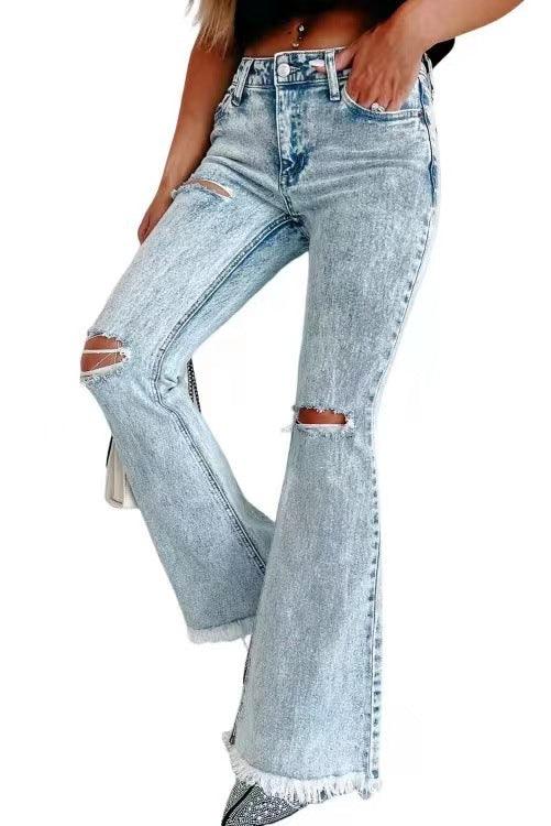 Women's High Waist Ripped Jeans - MAXIME