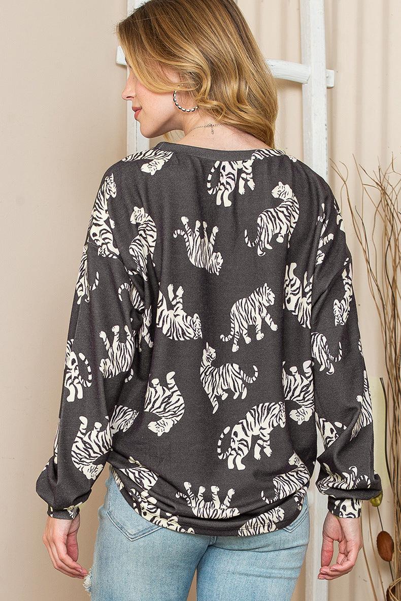 Personalized Printed Loose Body Covering Sweater For Women - MAXIME