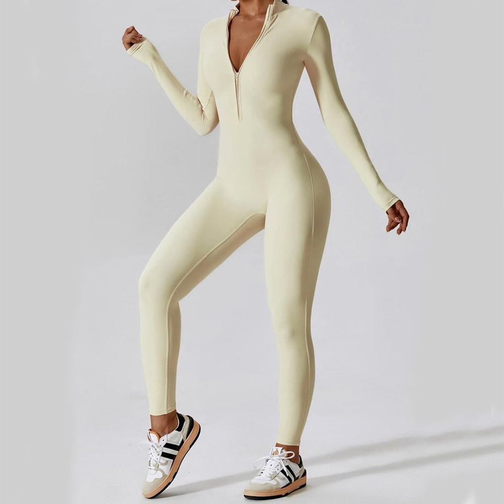 Zipper Long Sleeve Jumpsuit Yoga Fitness