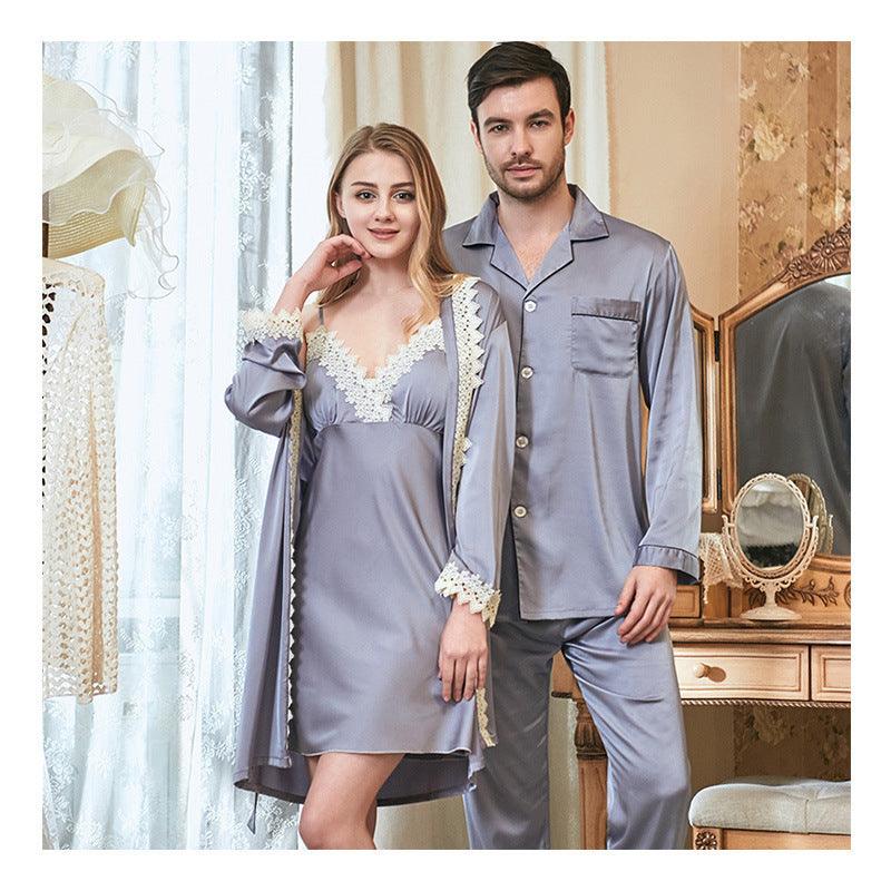 Ladies Lace Suspender Nightgown Couple Pajamas - MAXIME