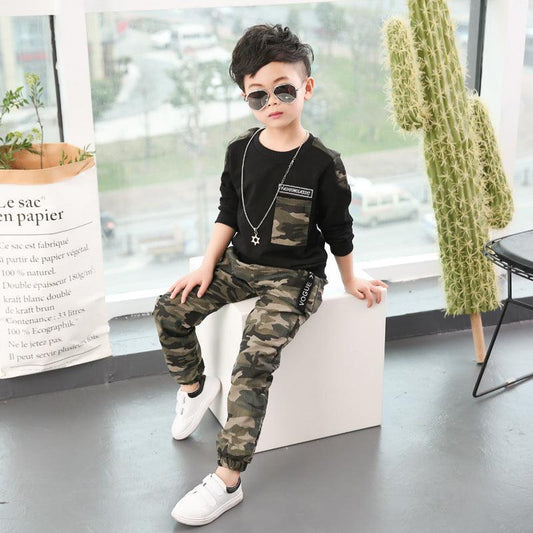 Camouflage long sleeve kids suit - MAXIME