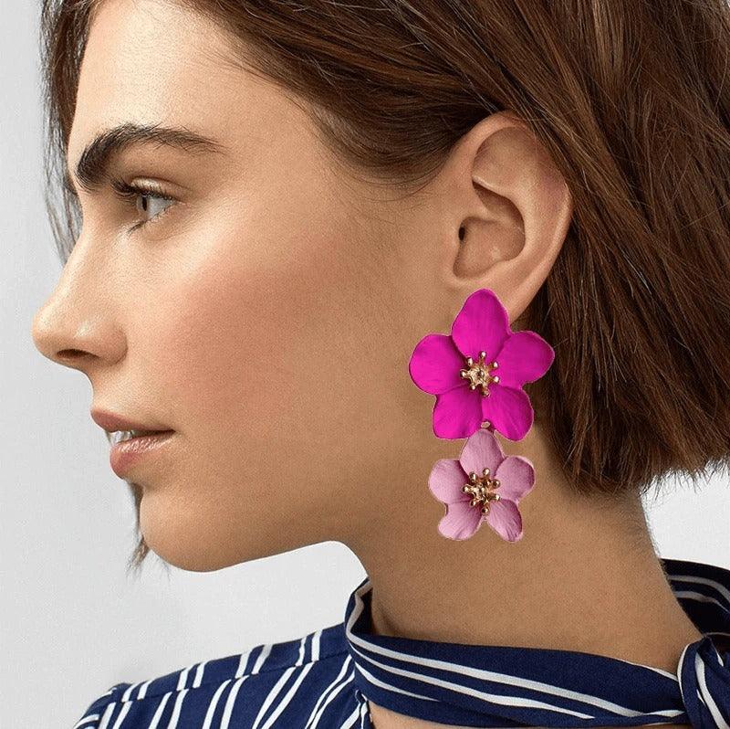 Multicolor trendy flower earrings - MAXIME