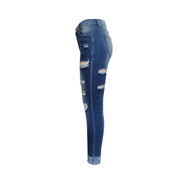 Broken Holes Skinny Skinny Hip Raise Fashion Jeans - MAXIME