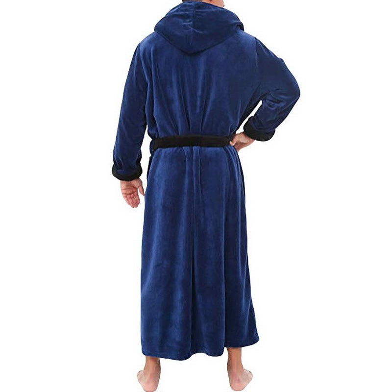 Men BathRobe Flannel Hooded Thick Casual Winter - MAXIME