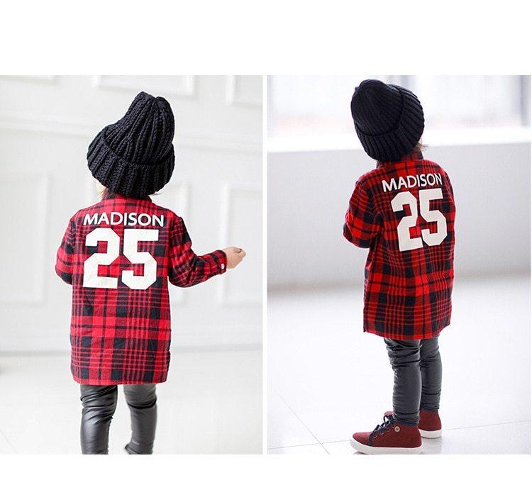 Mother and child red plaid shirt parent-child outfit - MAXIME