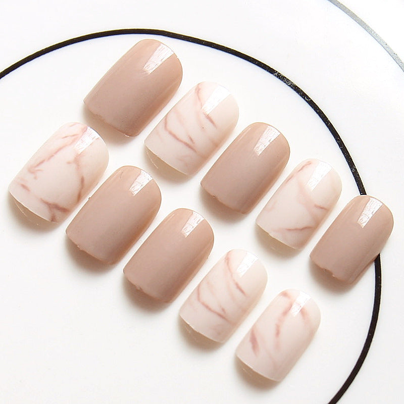 Light khaki smudge false nails - MAXIME