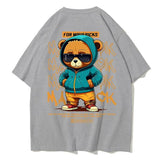 Men's Cotton Bear Pattern Printed T-Shirt with Round Neck - MAXIME