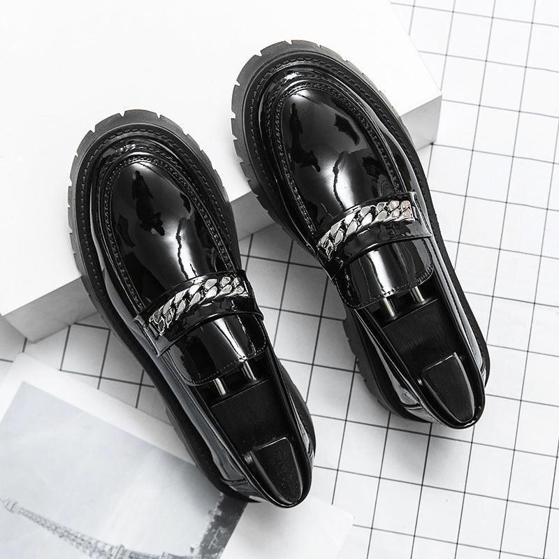 Thick Leather Glossy Casual Loafers - MAXIME