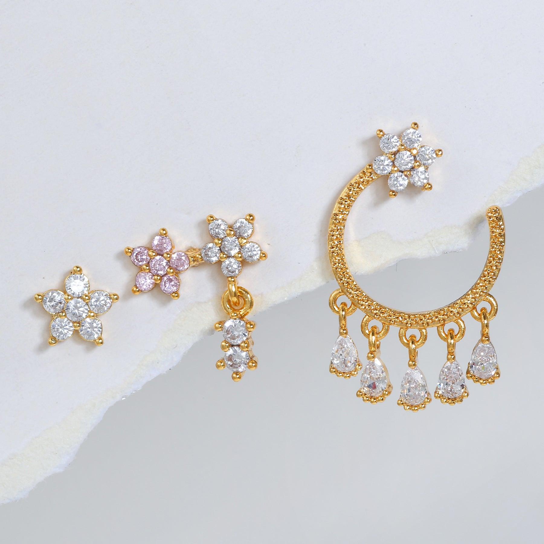 Trendy Earrings Set Zircon Temperament - MAXIME