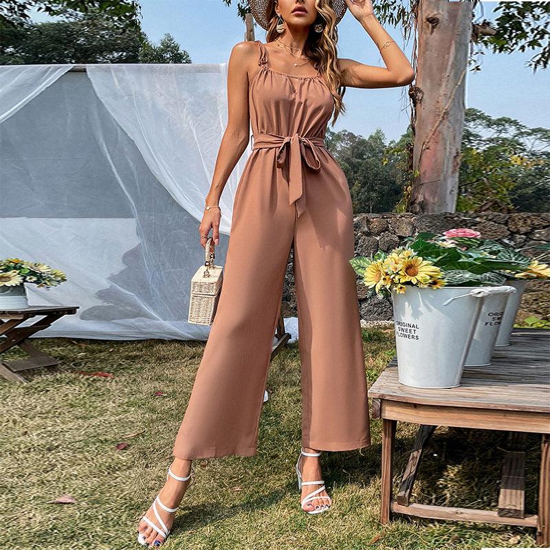 Sexy Cutout Belt Sling Wide-Leg Jumpsuit - MAXIME