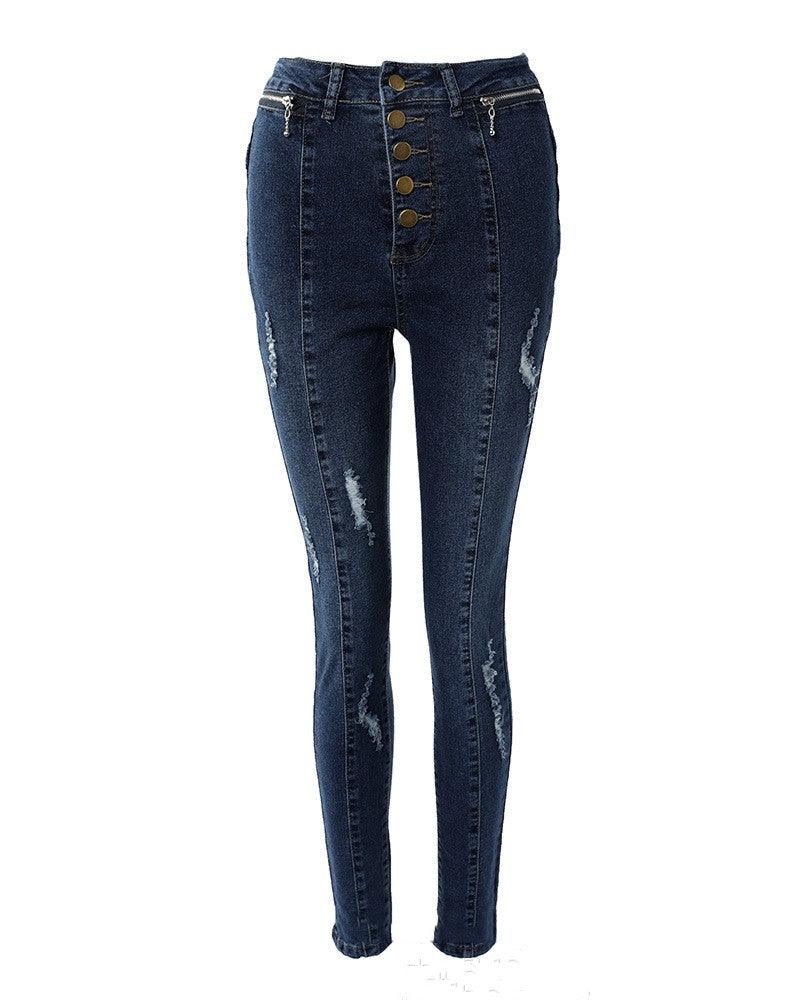 Wear Button Skinny Jeans - MAXIME