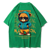 Men's Cotton Bear Pattern Printed T-Shirt with Round Neck - MAXIME