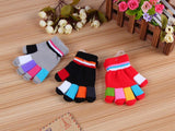 Knitted Thick Color Striped Full Finger Warm Gloves - MAXIME