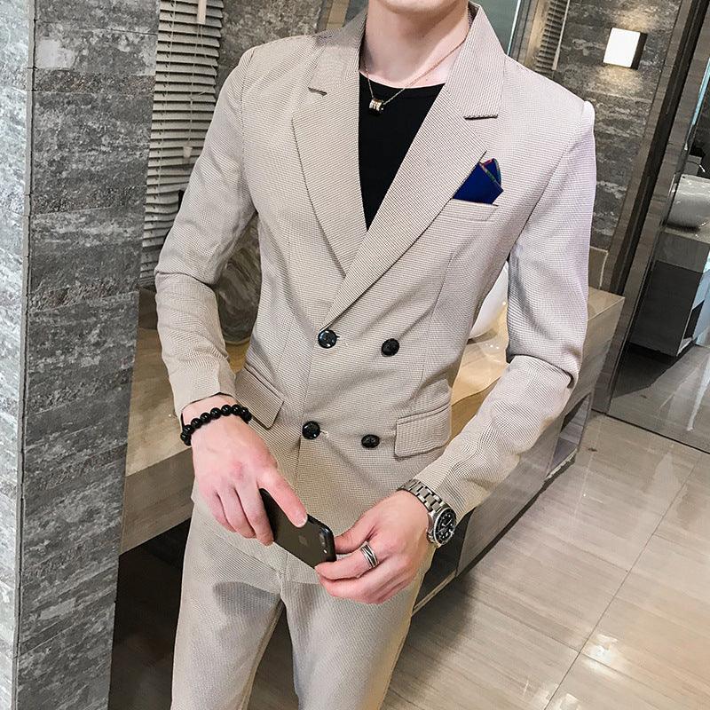 Slim-fit Solid Color Double-breasted Two-piece Suit - MAXIME