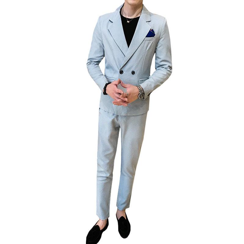 Slim-fit Solid Color Double-breasted Two-piece Suit - MAXIME