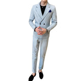 Slim-fit Solid Color Double-breasted Two-piece Suit - MAXIME