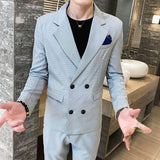 Slim-fit Solid Color Double-breasted Two-piece Suit - MAXIME