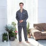 Fall men's simulated silk stripe pajamas men - MAXIME