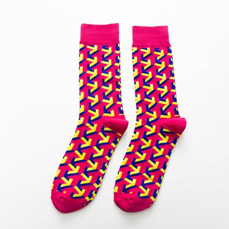 Geometry Pattern Funny Cotton Socks - MAXIME